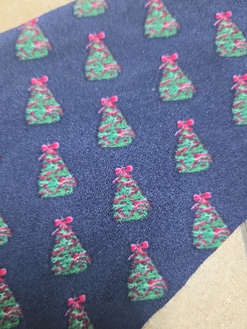 Victoria's Secret Navy Blue Thong with Green & Pink Tree Pattern - Picture 2 of 4